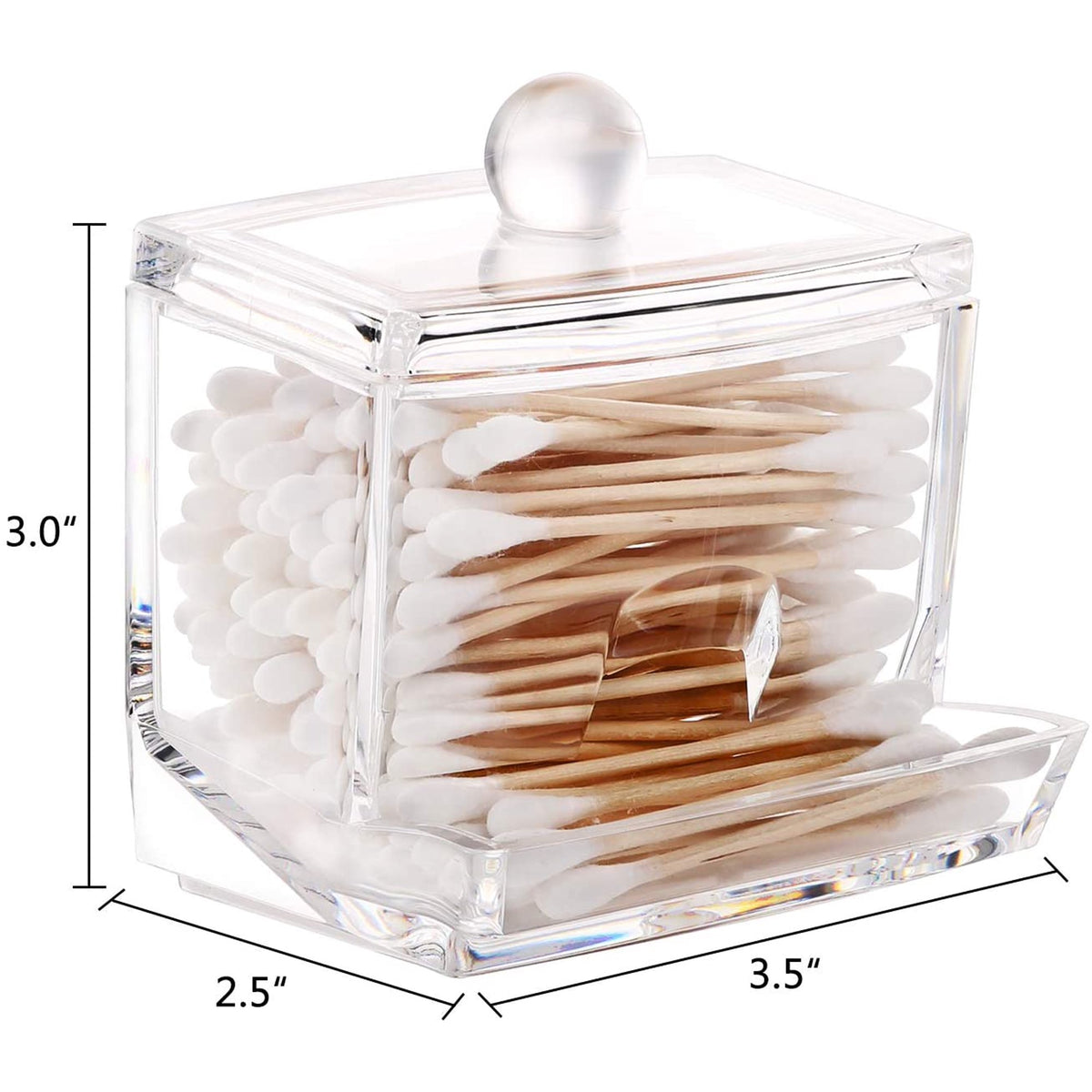 Clear Acrylic Cotton Swab Holder, Square Countertop Canister for Swabs and Toothpicks - Image 6