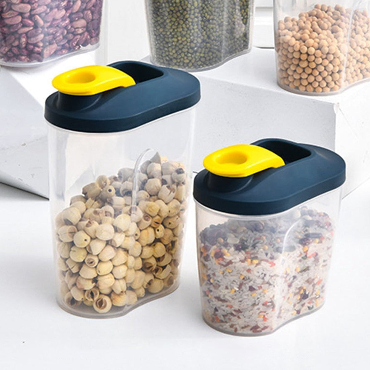 Airtight Dry Food Dispenser with Flip-Top Lid, Clear Pantry Container, 4.7 x 3.3 x 7.7 In - Image 5