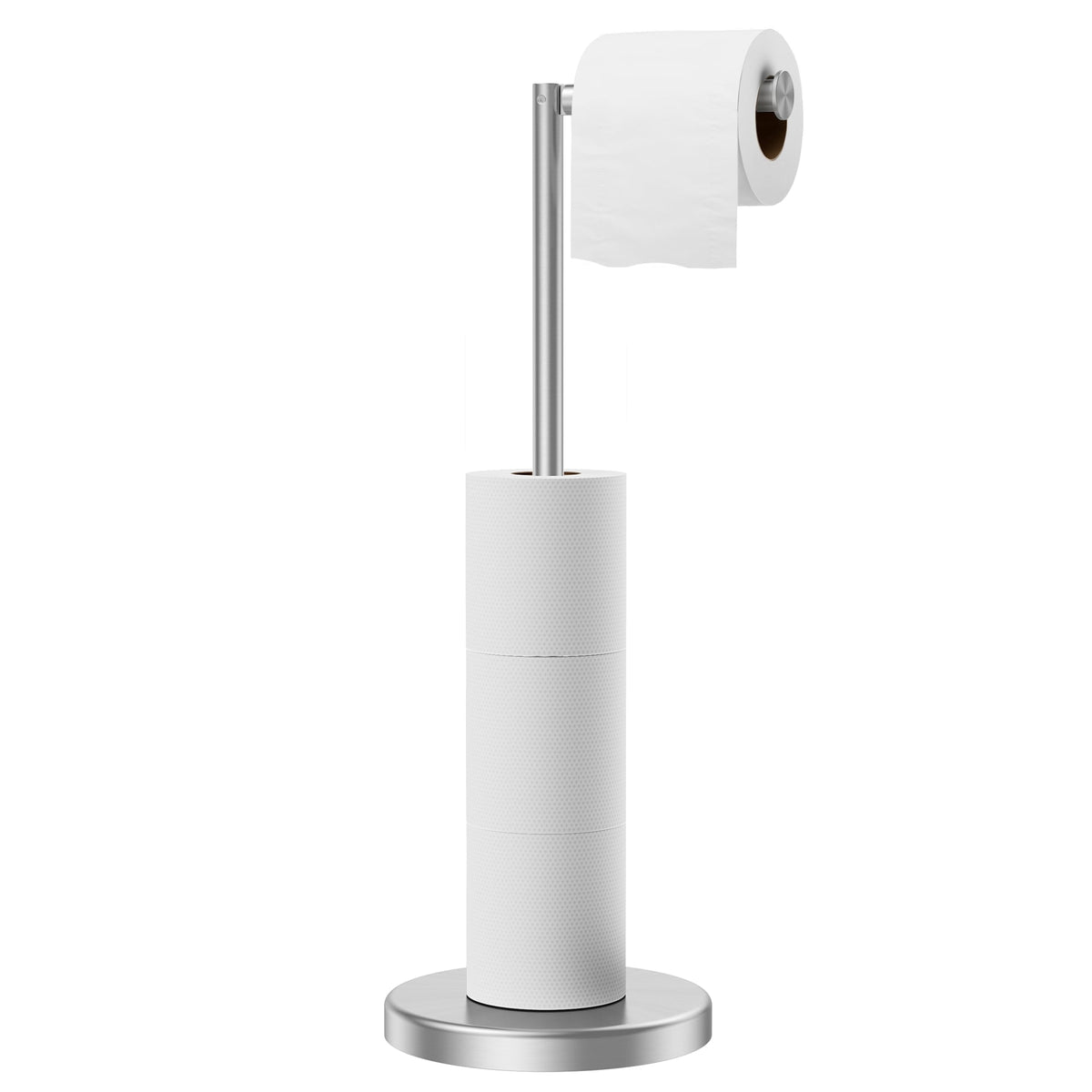 Freestanding Toilet Paper Stand with Storage for 4 Rolls, Stainless Steel, Brushed Nickel