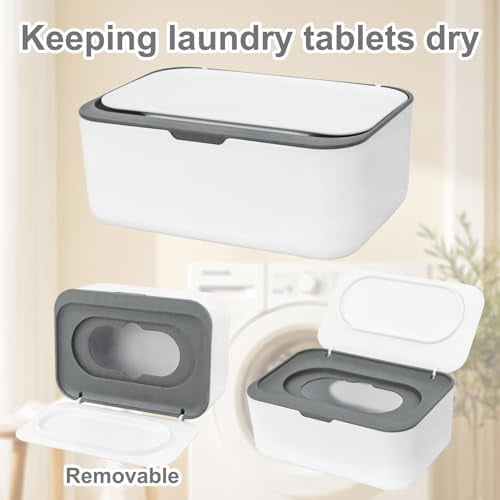 Dryer Sheet Dispenser Box with Lid, Laundry Room Storage Container for Softener Sheets, Gray - Image 2