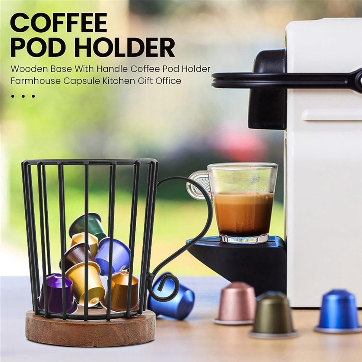 Mug-Shaped Coffee Pod Holders, Set of 2, Wood and Metal Countertop Organizers - Image 5