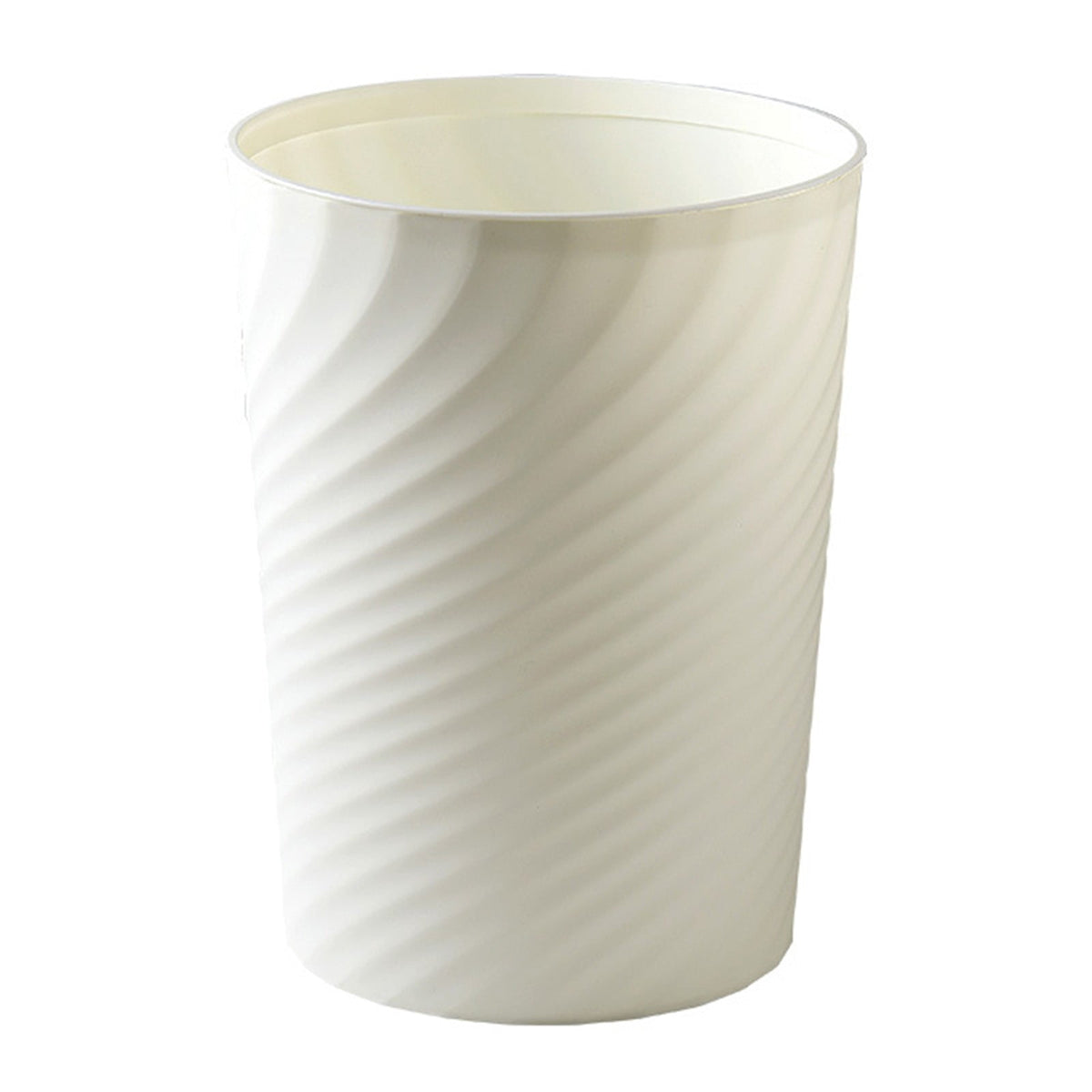 Small Round Wastebasket, 1.8 Gallon Plastic Trash Can for Bathroom or Vanity, White